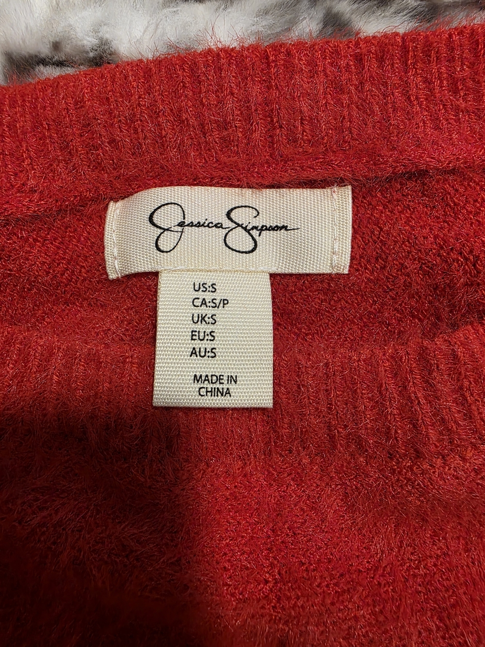 Jessica Simpson Bright Red Fuzzy Crewneck Sweater - Picture 3 of 4